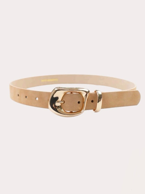 Link Belt in Beige Suede & Gold