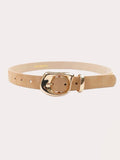 Link Belt in Beige Suede & Gold