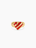 Campbell Enamel Heart Ring in Red