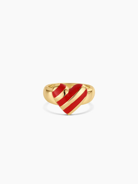 Campbell Enamel Heart Ring in Red