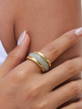 Moss Stone Ring Set in Green