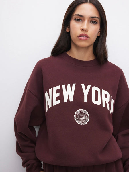Brushed Fleece Graphic Crew Sweatshirt New York