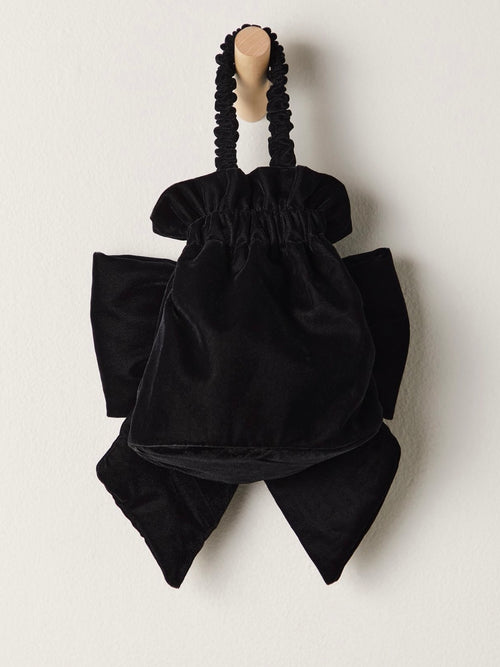 Belle Velvet Bow Bag in Black