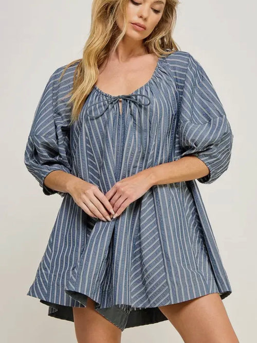 Romp Away Stripe Romper in Blue