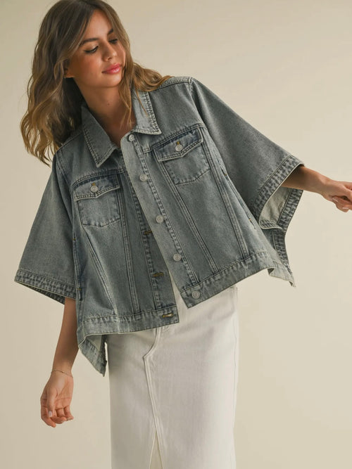 To The Rescue Cape Jacket in Denim