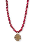 Watercolor Prayer Warrior Necklace in Berry