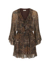 Damask Tunic Mini Dress in Walnut