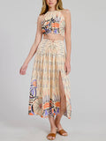 Jaen Printed Midi Skirt in Natural
