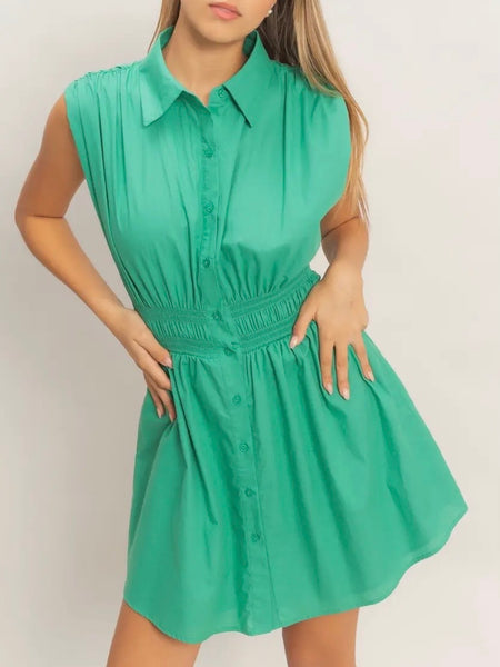Sleeveless Summer Dress in Retro Green