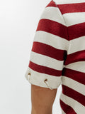 Knit Stripe Rope Embellished Top in Burgundy