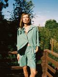 Valyria Blouse in Green Stripe