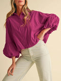 Just A Pop Button Up in Fuchsia