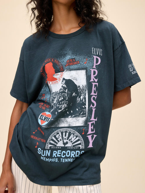 Sun Records X Elvis Polaroid Collage Merch Tee in Vintage Black