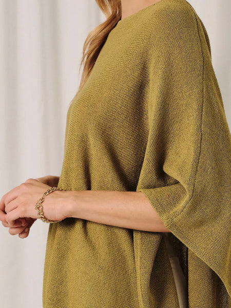Loose Leaf Cape Sweater in Chartreuse