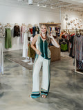 Border Stripe Wide Leg Pants in Natural Desert