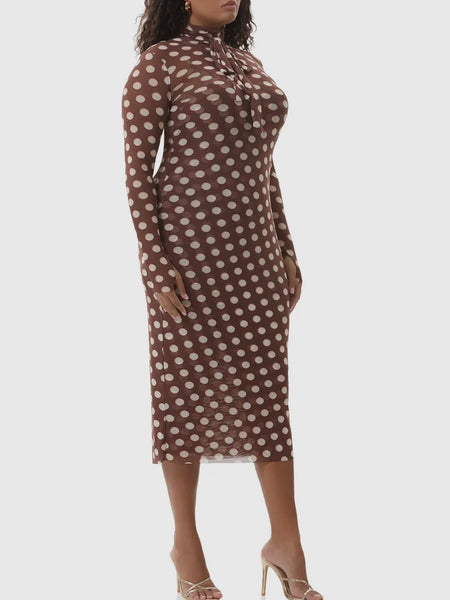 Bryony Dress in Chocolate Halo Dot