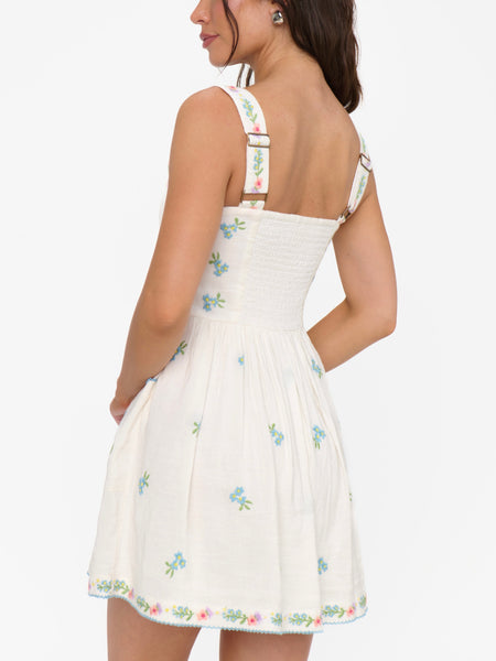 Demi Mini Dress in Wild Meadow Embroidery