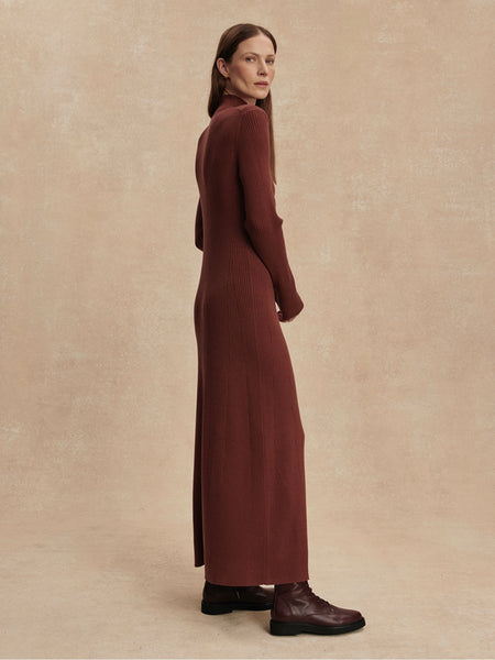 Burnet Zip Knit Maxi Dress in Cinnamon