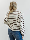 Piper Cabana Stripe Cardigan in Cream & Brown
