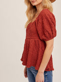 Bubbling Over Babydoll Top in Vintage Red
