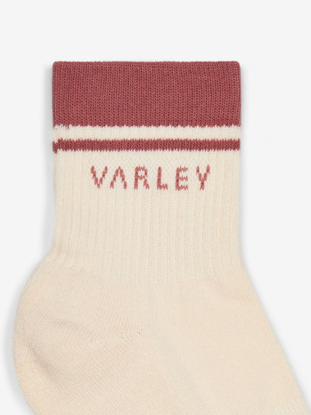 Lenni Half Crew Sock in Egret & Dusty Rose