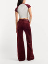 Velvet Good Waist Palazzo Jeans in Berry Noir