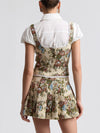Floral Brocade Lace Trim Top in Taupe