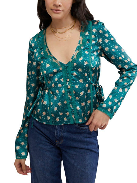 FP Field of Roses Blouse in Green Combo