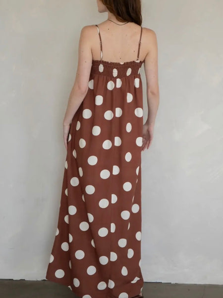 Millie Polka Dot Dress in Brown