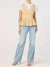 Carrington Top in Khaki White