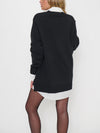 Lyle Collared Sweater Dress in White Black Knit