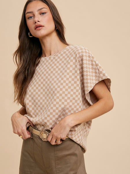 Elena Printed Top in Clay Combo