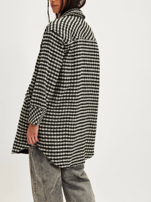 Get Around Houndstooth Shacket in Black & White