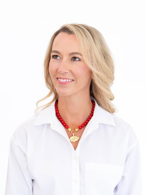 Wild Boar Intaglio Necklace in Red Coral