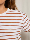 Everett Boxy Crewneck Tee in Mocha Stripe