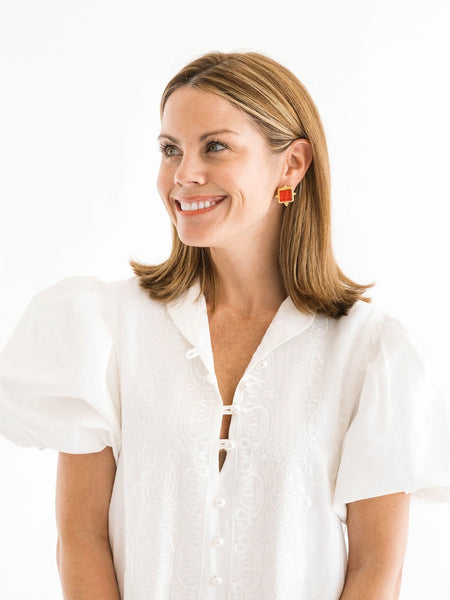 Madeline Red French Glass Studs