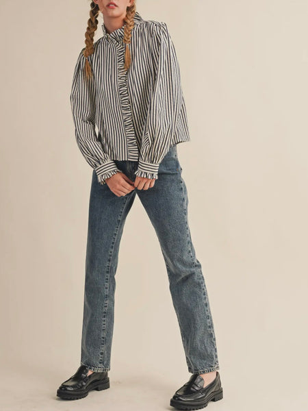 Stripes Are A Neutral Button Up in Black