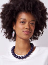 Iris Resin Bead Necklace in Navy