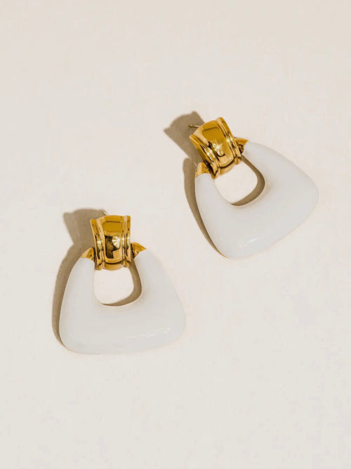 Janelle Enamel Drop Earrings in White