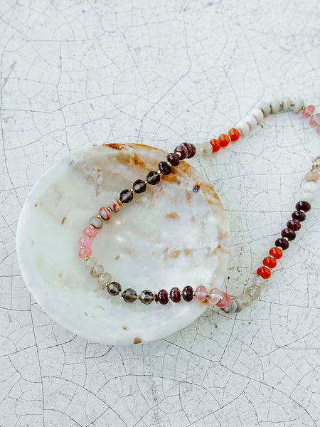 Stone Beaded Necklace in Earthy