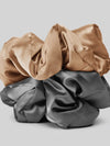 Satin Sleep Pillow Scrunchies in Charcoal & Gold