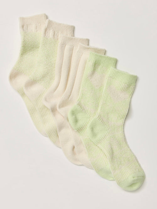 Nordic Knit Sock Pack in Lime Cream
