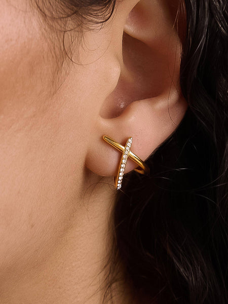 Echo CZ Crossover Earrings
