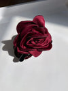 Big Satin Rose Hair Clip in Plum