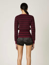Baxter Stripe Cardigan in Oxblood