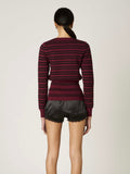 Baxter Stripe Cardigan in Oxblood