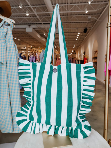 Volang Tote Bag in Green Stripe