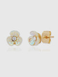 Tiny Iridescent Flower Studs in Yellow