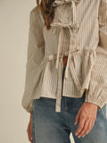 Tied & True Blouse in Beige