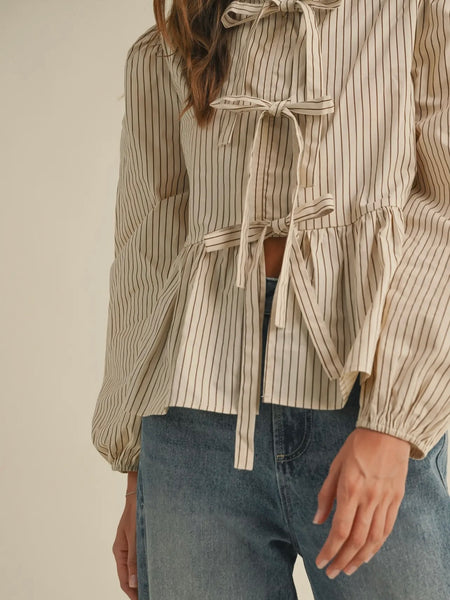 Tied & True Blouse in Beige